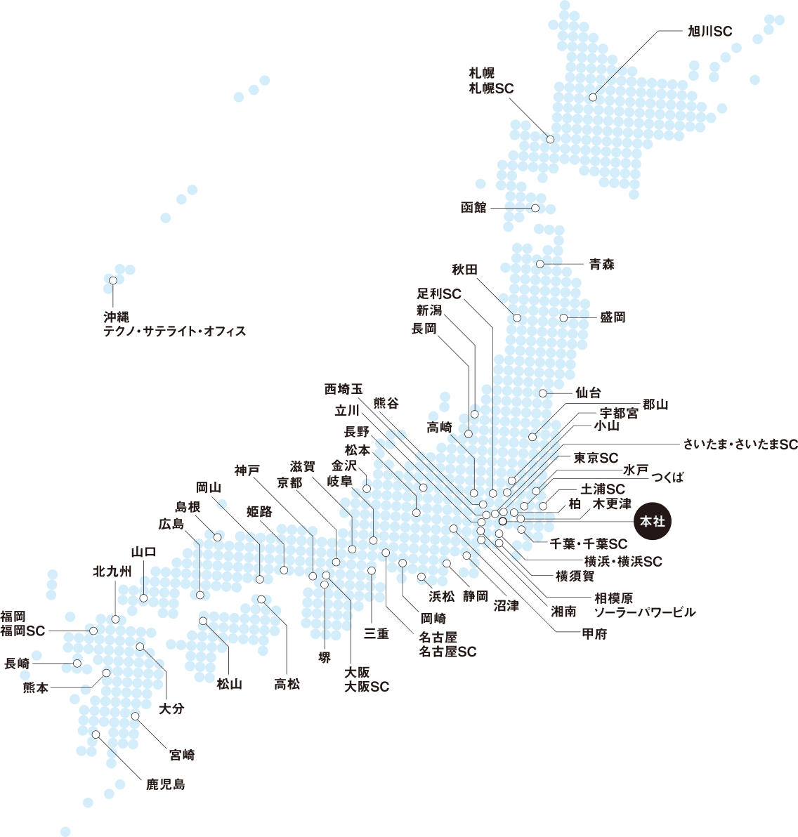 日本テクノの全国拠点マップ